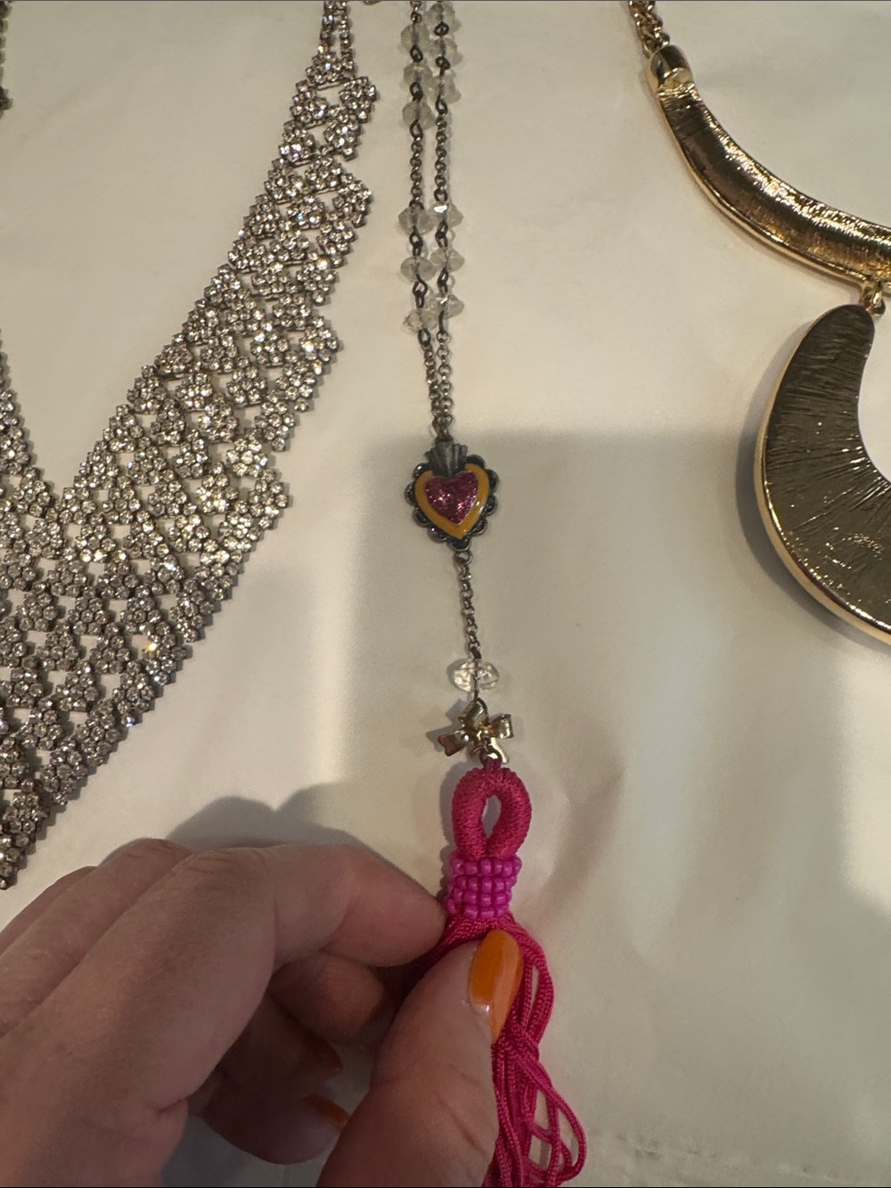Assorted Women’s Necklace Set — Gold, Silver & Hot Pink Accents - Picture 6 of 17